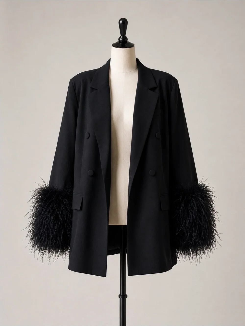 NovaLuxe Feather Cuff Blazer 3XL Vegas Glam Avant Garde Statement